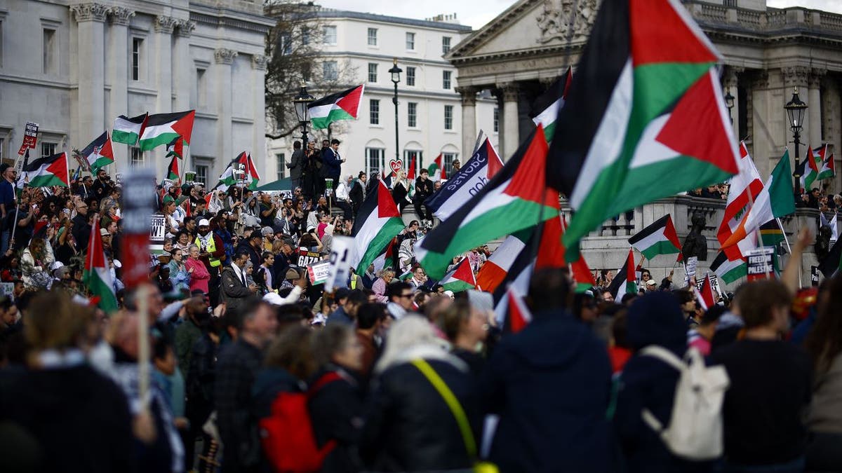 Palästinensische Flaggen in London
