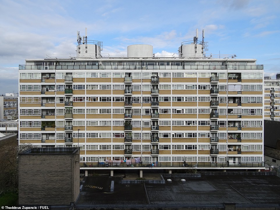 BLACKSTONE HOUSE, CHURCHILL GARDENS ESTATE, PIMLICO: This estate, designed by Powell and Moya, was constructed over 15 years from 1948, with the first phase completed in 1951 and the above building finished by 1957. Zupancic says: 'Eventually, housing nearly 6,000 people, it is a much-loved, unapologetically modernist housing scheme'