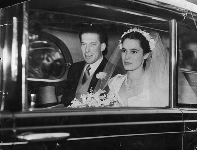 The 7th Earl of Harewood and wife, Countess of Harewood Marion Stein, on their wedding day in 1949. They divorced in 1967