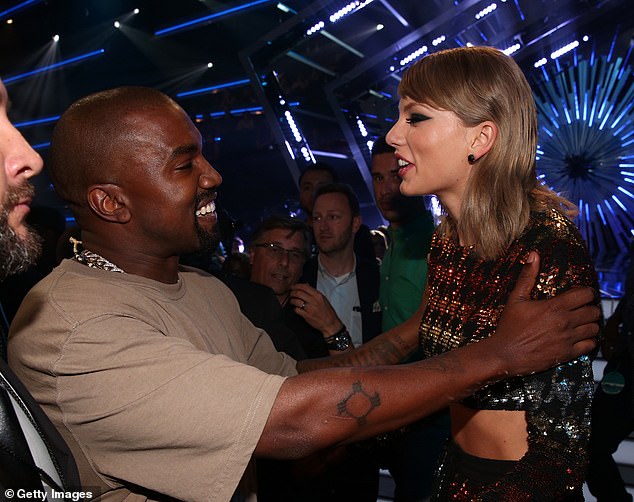 Taylor continued to accuse Kanye of lying about asking her permission to reference her in his lyrics which prompted Kim to release a partial recording of the call in question. Kanye and Taylor at the VMAs in 2015