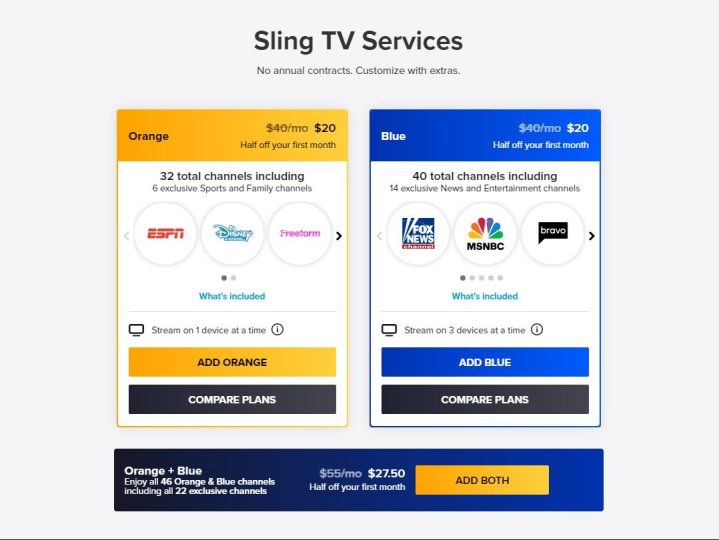 Angebote für Sling-TV-Dienste ab 01.08.2024.