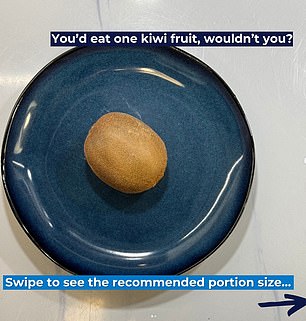 Nur eine Kiwi zu essen ist keine Portion, in diesem Fall sollten Sie mehr essen, um eine Ihrer fünf Kiwis pro Tag zu bekommen