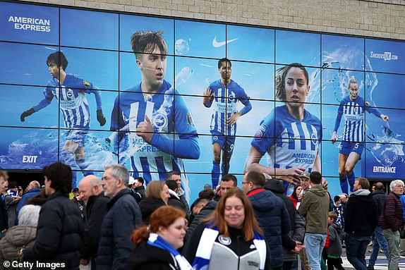 BRIGHTON, ENGLAND - APRIL 06: General view outside the stadium as fans arrive at prior to the Premier League match between Brighton & Hove Albion and Arsenal FC at American Express Community Stadium on April 06, 2024 in Brighton, England. (Photo by Steve Bardens/Getty Images) (Photo by Steve Bardens/Getty Images)