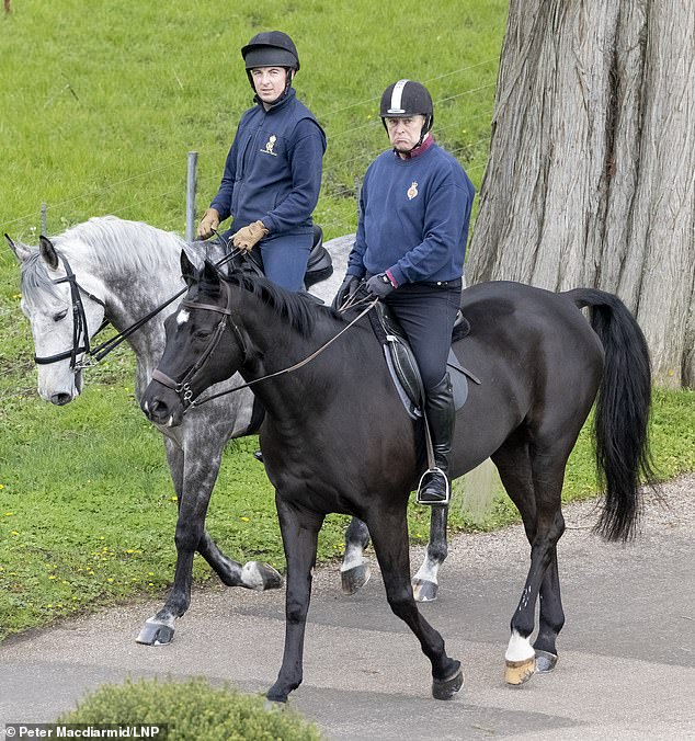 Prince Andrew was seen frowning as he went for a horse ride on April 6, the day after Netflix's film Scoop was released