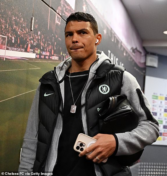 SHEFFIELD, ENGLAND - APRIL 07: Thiago Silva of Chelsea arrives at the stadium prior to the Premier League match between Sheffield United and Chelsea FC at Bramall Lane on April 07, 2024 in Sheffield, England. (Photo by Darren Walsh/Chelsea FC via Getty Images)