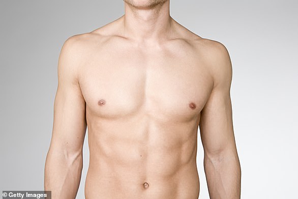 A relatively common condition, called gynaecomastia, causes male breast tissue to grow larger than usual (stock photo)