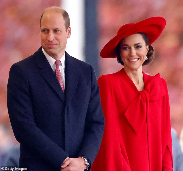Keen football fan William, who supports the Birmingham-based team, became President of the FA in 2006 and regularly attends England games and FA Cup finals. Pictured, the Prince and Princess of Wales in November 2023