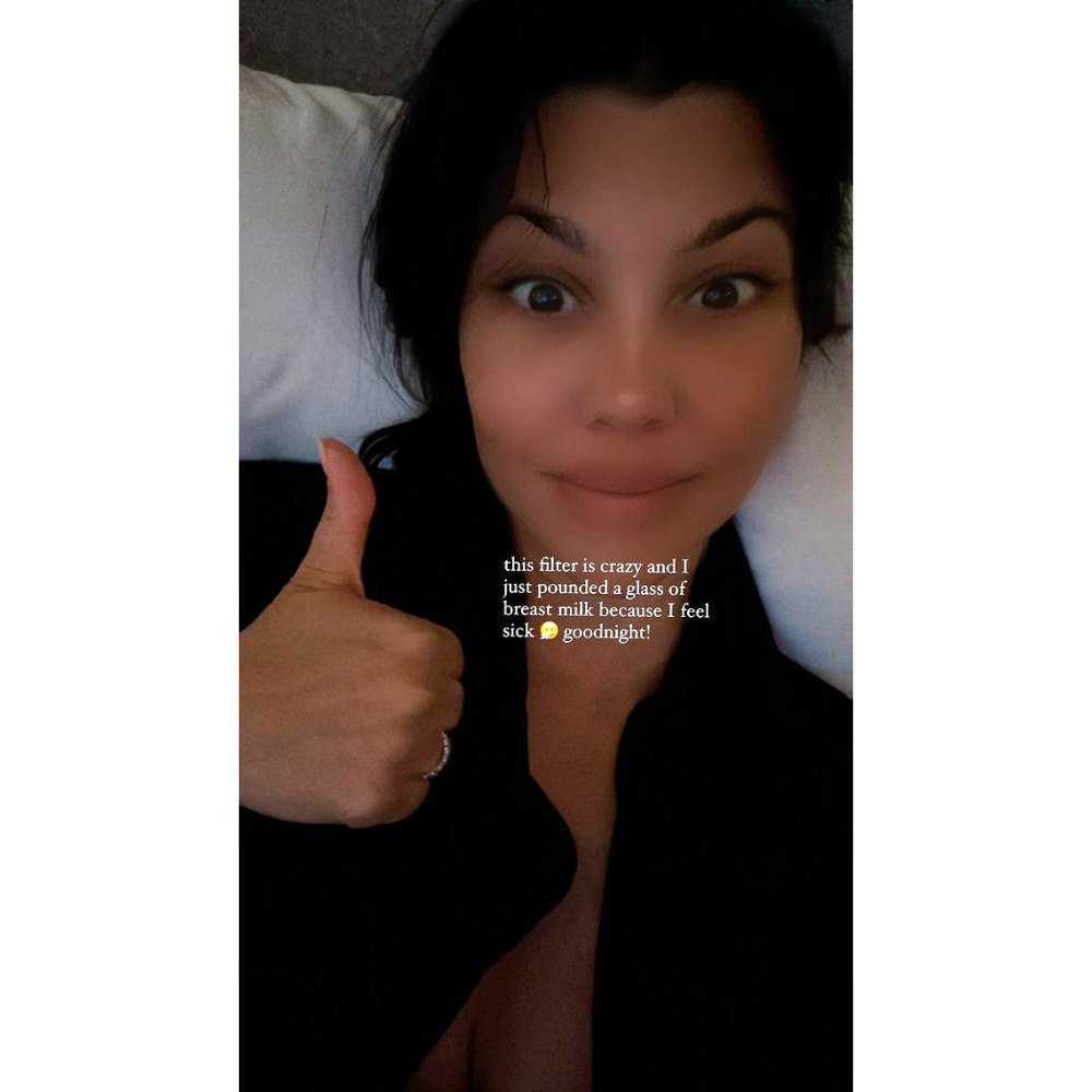 Kourtney Kardashian klopfte ein Glas Muttermilch, während sie sich krank fühlte