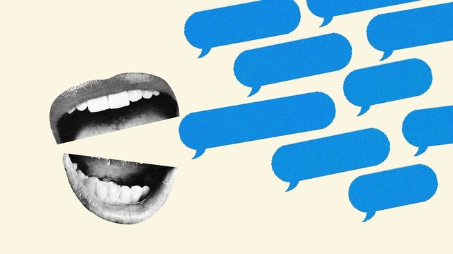 ein Bild eines Mundes mit Textblasen
