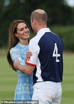 As the polo crowd looked on, William appeared to go for a controlled air kiss, rather than a public smooch