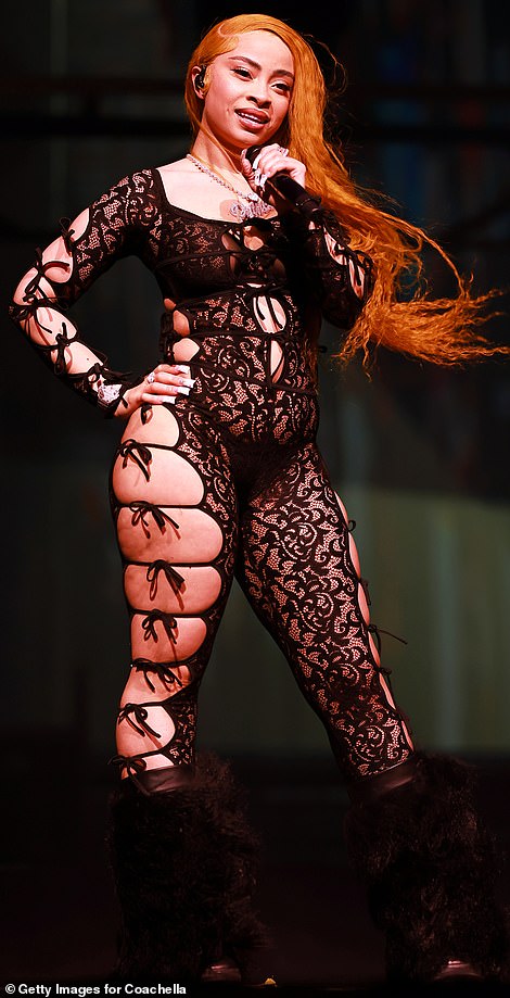 Among them, Ice Spice was a riveting presence as she flashed the flesh in a sensationally revealing lace jumpsuit