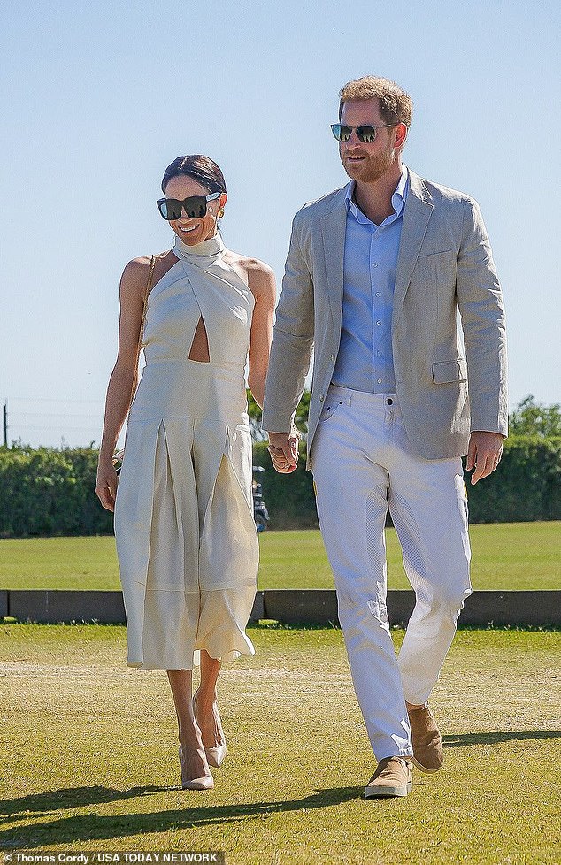 Meghan, who was joined at the event by her close friend Serena Williams, put on a sensationally stylish display in a $812 (£650) dress from California designer Heidi Merrick at the Royal Salute Polo Challenge