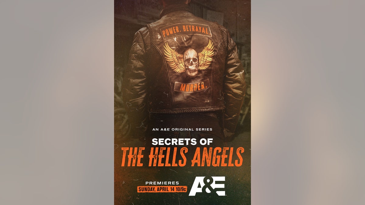 Poster für „Secrets of the Hells Angels“ mit der Rückseite einer Bikerjacke