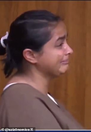 Sie wurde verhaftet und erschien am Freitag unkontrolliert weinend vor Gericht, da ihr 18 Straftaten vorgeworfen wurden
