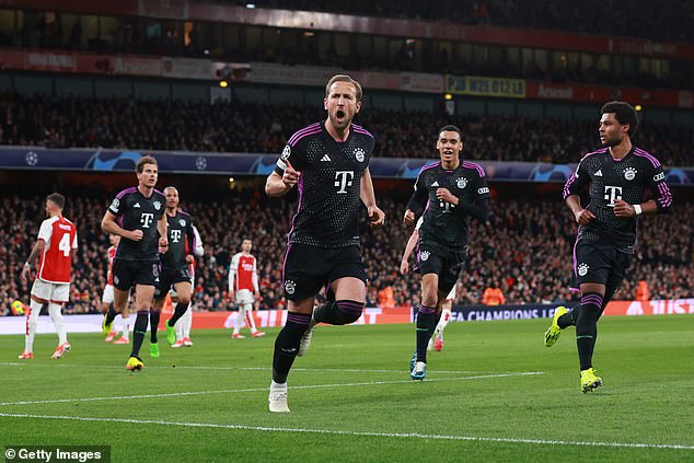Kane steigerte seine Torquote in allen Wettbewerben dieser Saison im Viertelfinal-Hinspiel der Champions League gegen Arsenal im Emirates auf 39