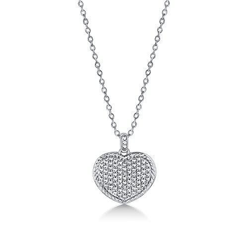 Elmas-Diamant-Akzent-Herz-Anhänger-Halskette aus Sterlingsilber