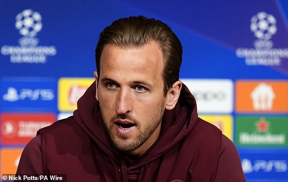 Bayern Munich's Harry Kane during a press conference at the Allianz Arena, Munich. Picture date: Tuesday April 16, 2024. PA Photo. See PA story SOCCER Bayern Munich. Photo credit should read: Nick Potts/PA Wire.RESTRICTIONS: Use subject to restrictions. Editorial use only, no commercial use without prior consent from rights holder.