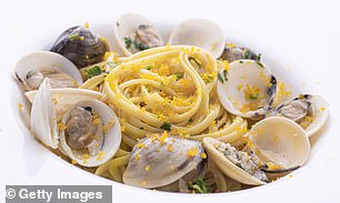 Oben: Meeresfrüchtegericht Spaghetti alle vongole