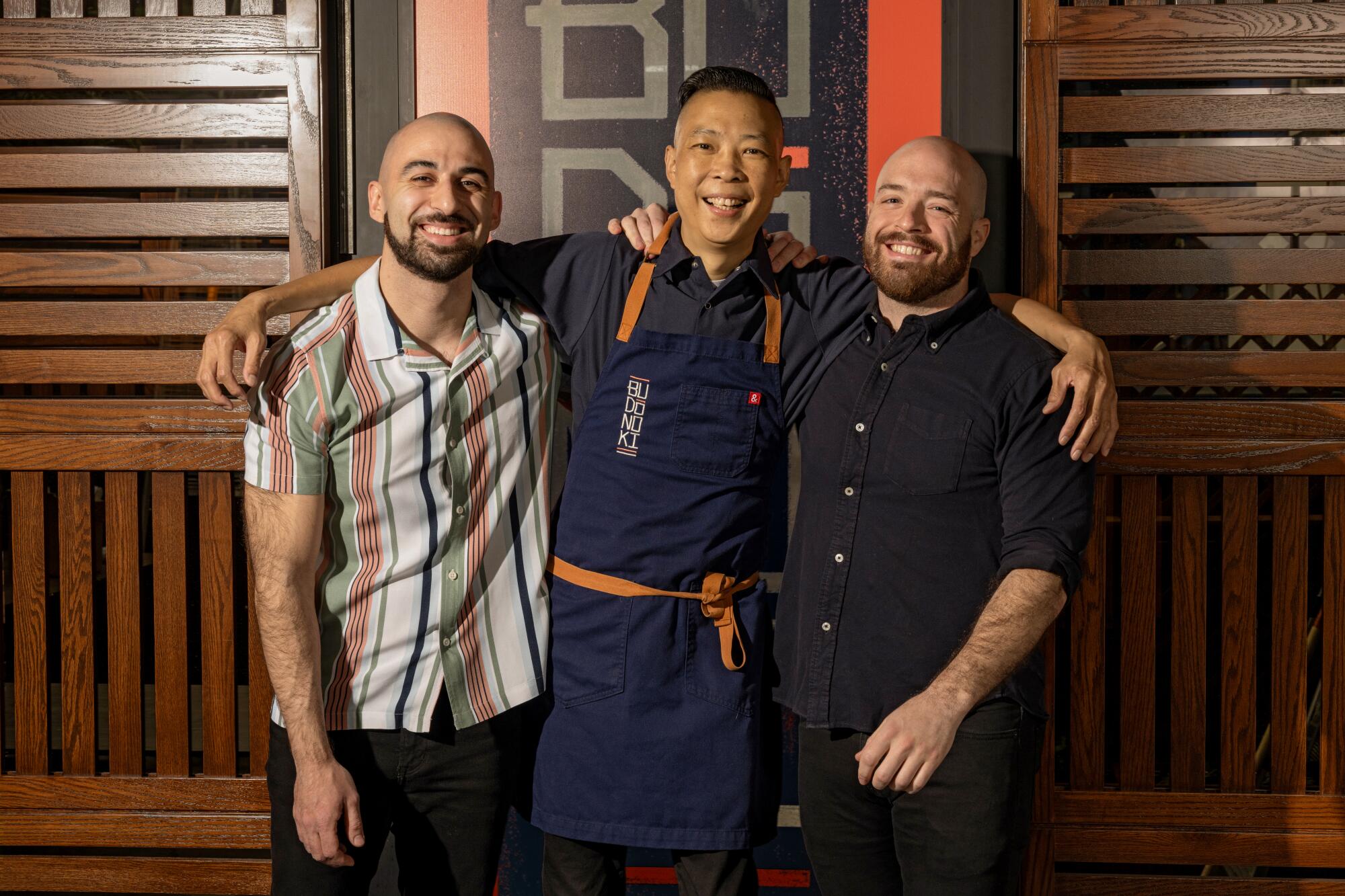 Budonoki-Besitzer Josh Hartley (rechts), Eric Bedroussian (links) und Küchenchef Dan Rabilwongse.