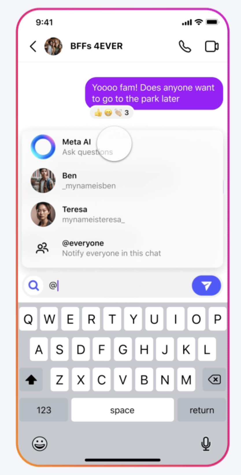 Ein Screenshot einer Smartphone-Messaging-App namens 