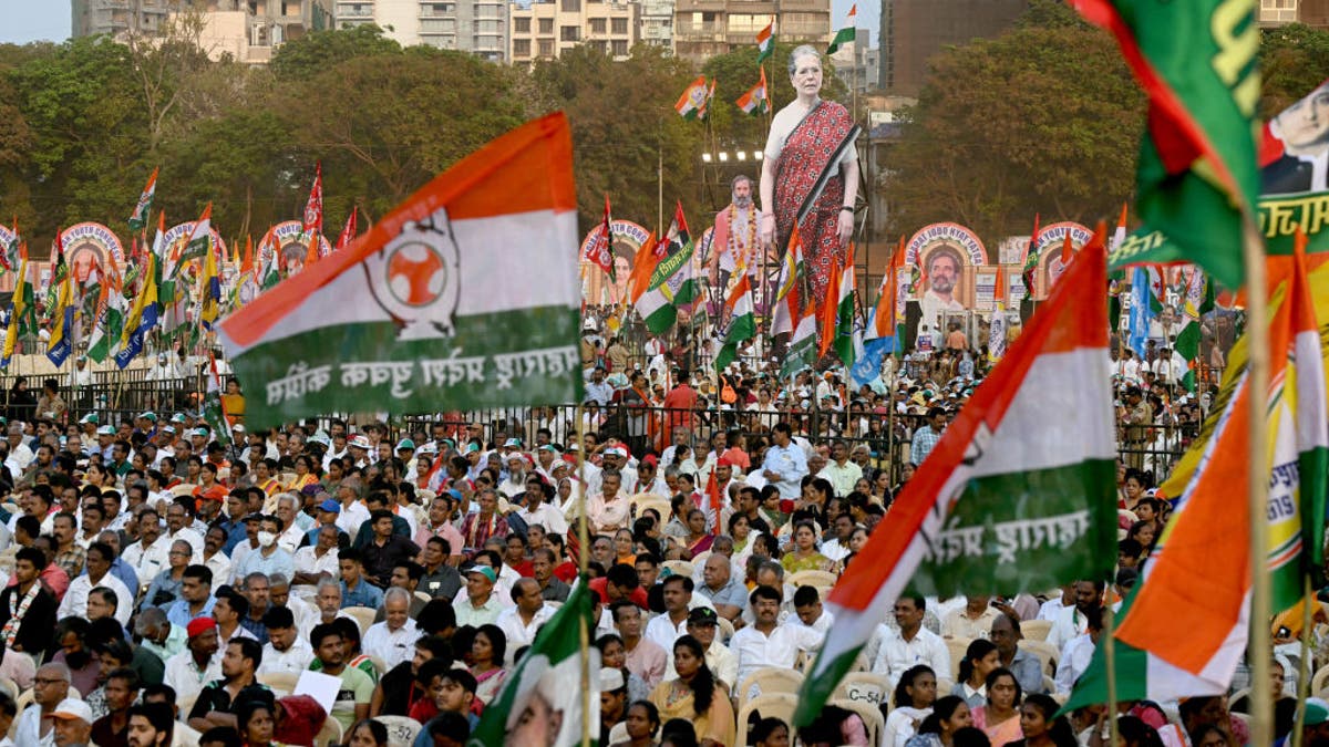Kundgebung der indischen Kongresspartei in Mumbai.