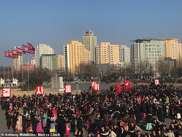 Arriving in Pyongyang, Anthony saw crowds of people gathering to celebrate the birthday of North Korea's former supreme leader, Kim Jong-il