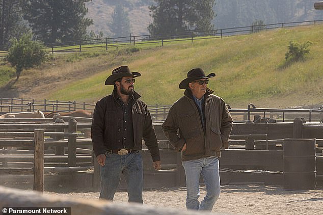 Costner pictured with Hauser, who stars as Rip Wheeler on Yellowstone