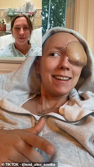 Sie ging zunächst mit einer Schwellung um ihr Auge ins Krankenhaus