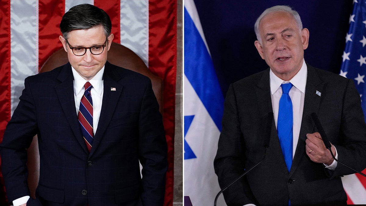 Der Sprecher des Repräsentantenhauses, Mike Johnson, und der israelische Premierminister Benjamin Netanjahu