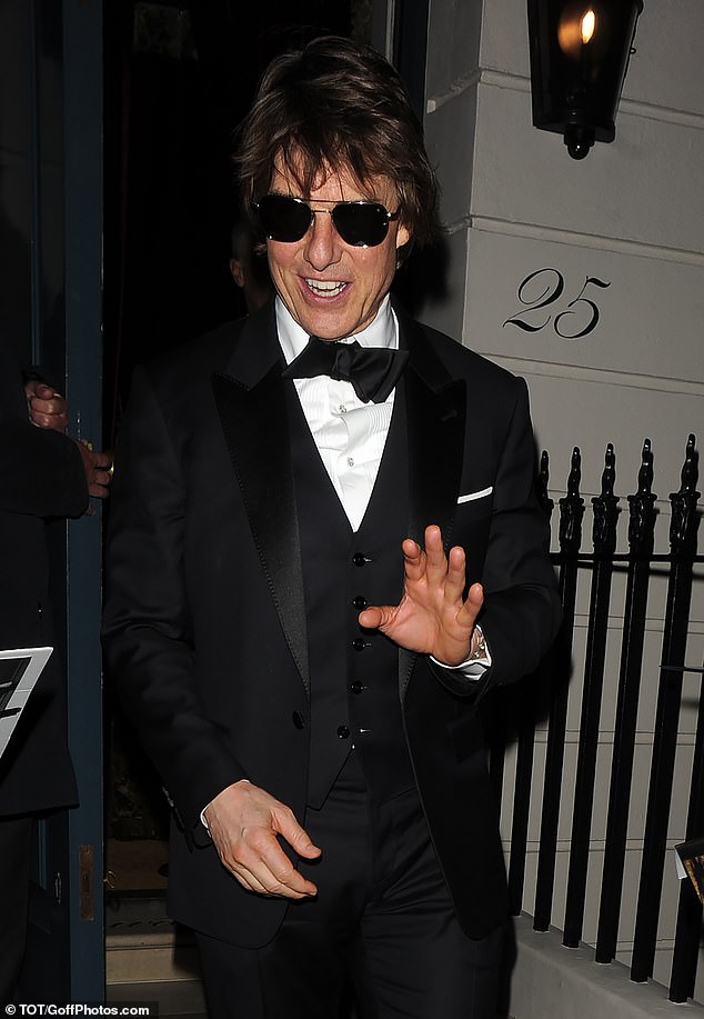 Hollywood legend Tom Cruise greeted onlookers with a wave as he left the Mayfair venue