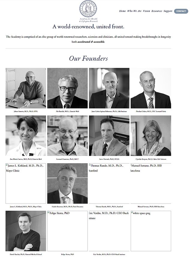 Das obige Bild zeigt die Mitgliedschaft der Akademie, wobei Dr. Sinclair (unten links) als Gründer aufgeführt ist