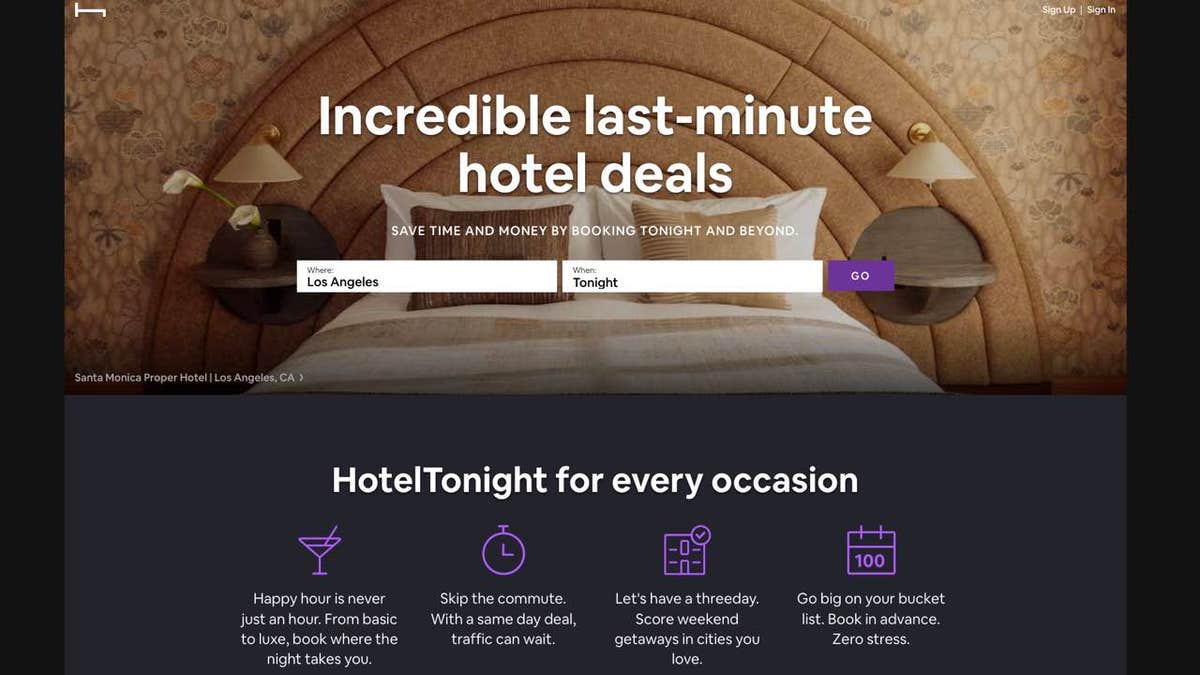 Website von HotelTonight