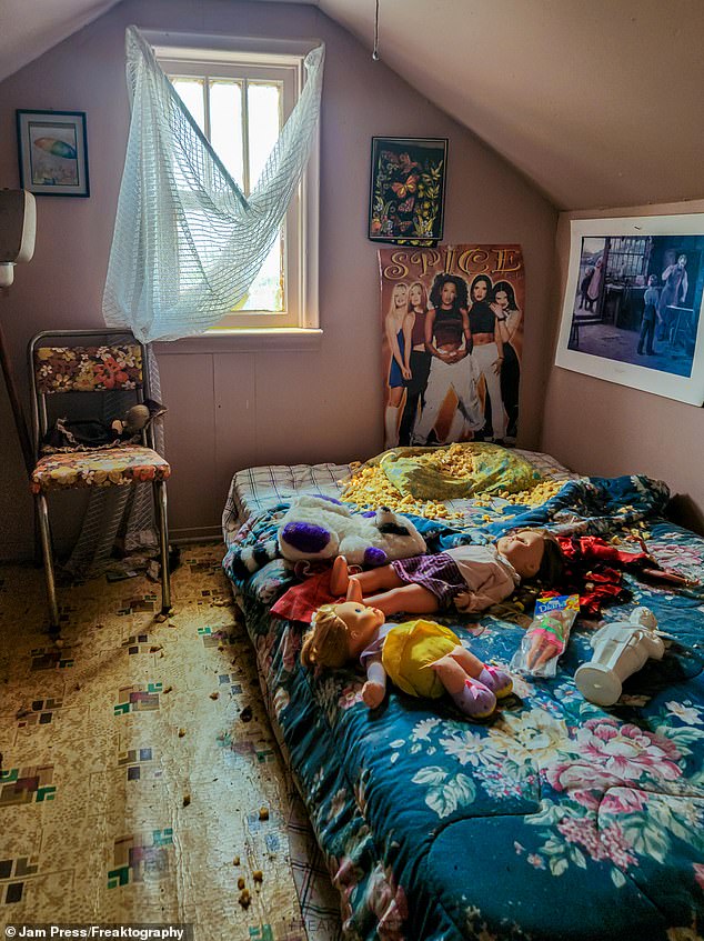 In one bedroom, he noticed a Spice Girls poster hung above a mattress that laid on the floor