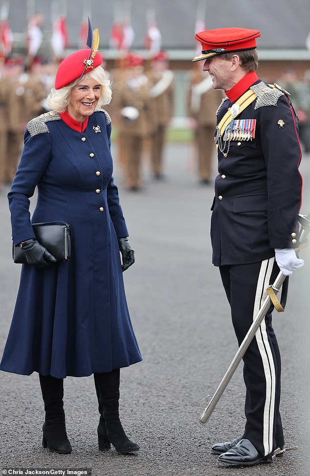 Today, the Queen consort met with those serving Royal Lancers and veterans at their barracks