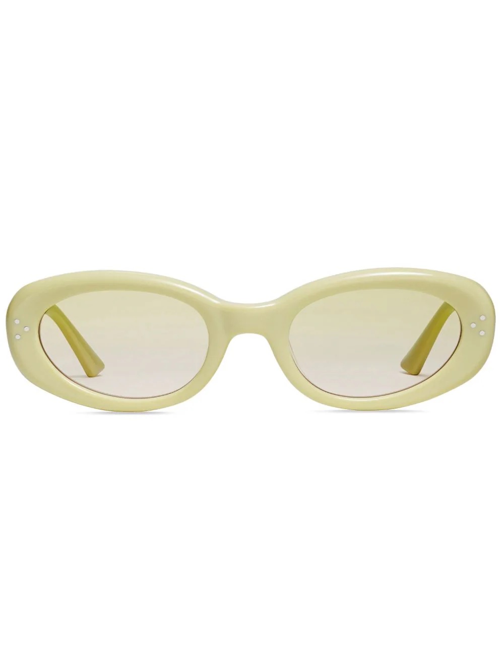 Cremefarbene Sonnenbrille mit ovalem Rahmen