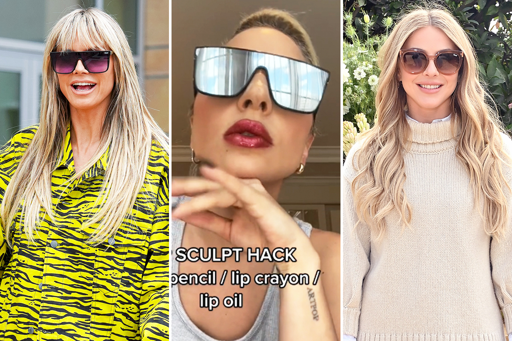 Heidi Klum, Lady Gaga und Julianne Hough tragen Quay-Sonnenbrillen.