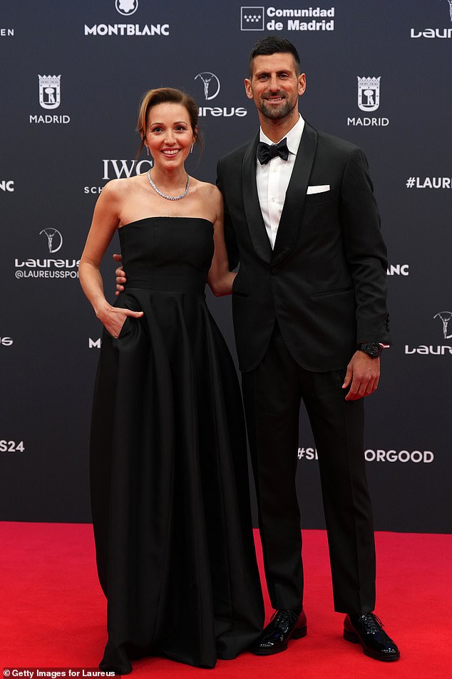 Novak Djokovic and his wife Jelena wore matching black