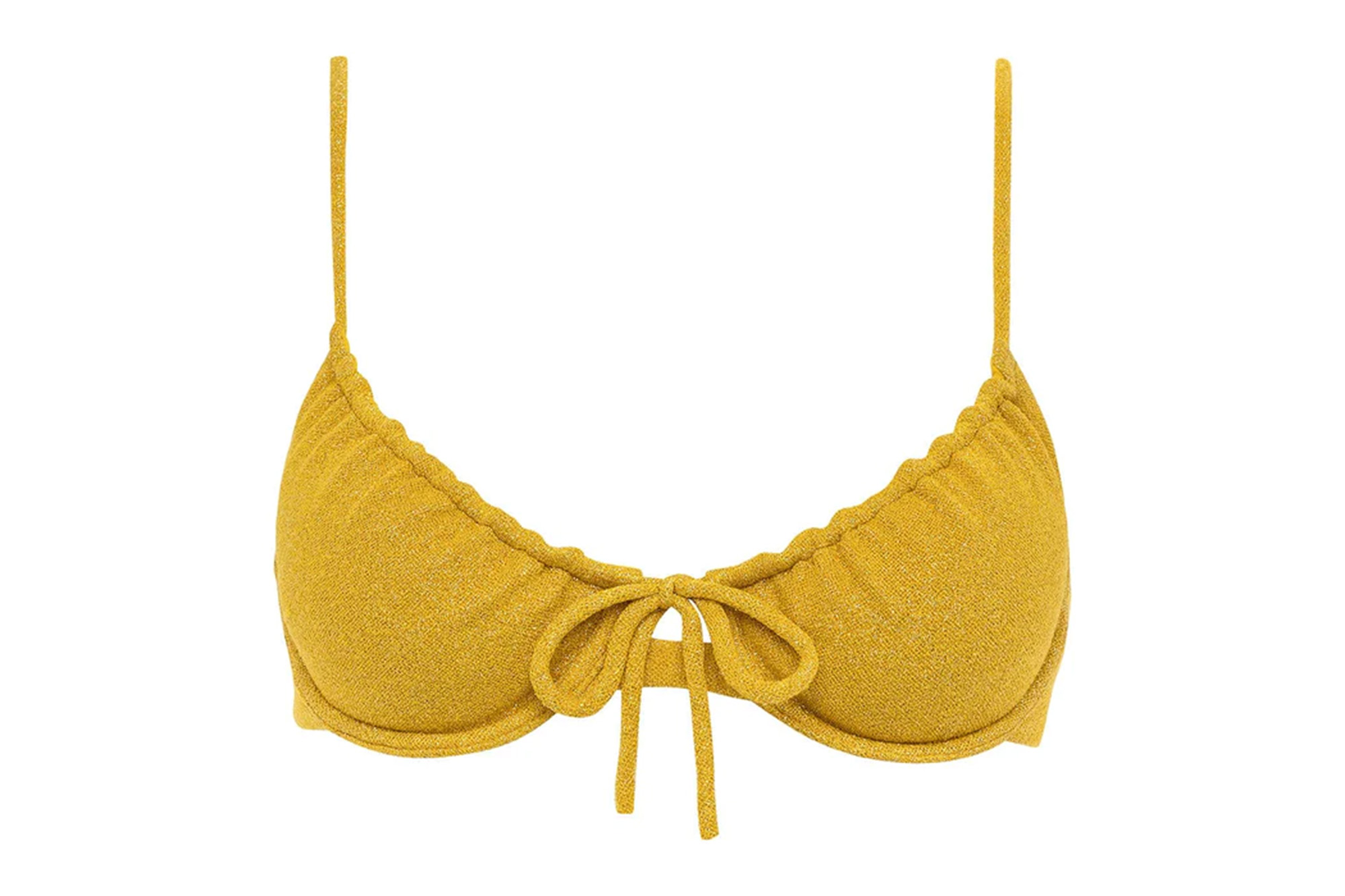 Ein gelbes Bikinioberteil