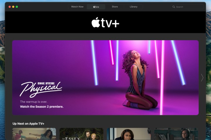 Startseite von Apple TV+ mit der Sendung Physical.