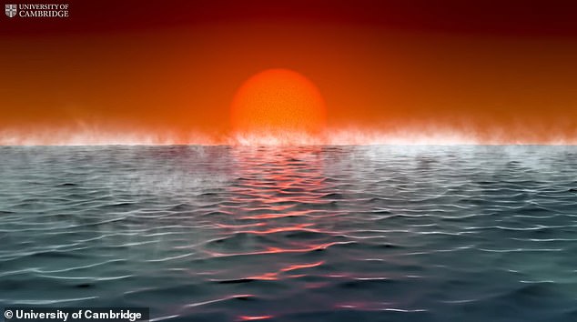 Es wird angenommen, dass es sich um eine „Hycean“-Welt handelt (abgebildet) – eine neue Klasse von Exoplaneten, die aufgrund ihrer wasserstoffreichen Atmosphäre und Ozeane aus Wasser wichtige Inhaltsstoffe für außerirdische Arten besitzen