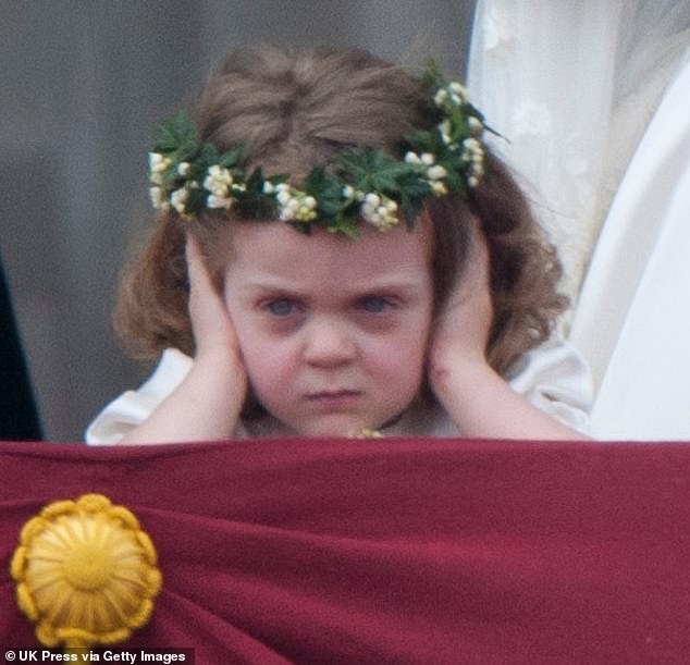 The Duke of Cambridge's three-year-old goddaughter Grace Van Cutsem famously covered her ears and scowled as the newlyweds shared their first public peck on the balcony on 29 April 2011