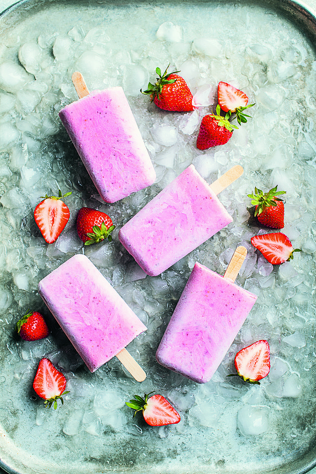 These strawberry and cream ice pops are a great way to use up overripe fruit