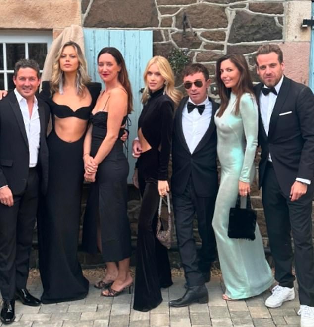 Guests opted for a black tie look for the evening, including David Gardener (left), his girlfriend Jessica Clarke (second left) India Langton, and Lady Mary Charteris (centre). Second right: Amanda Westbrook. Right: Ed Lawson Johnston