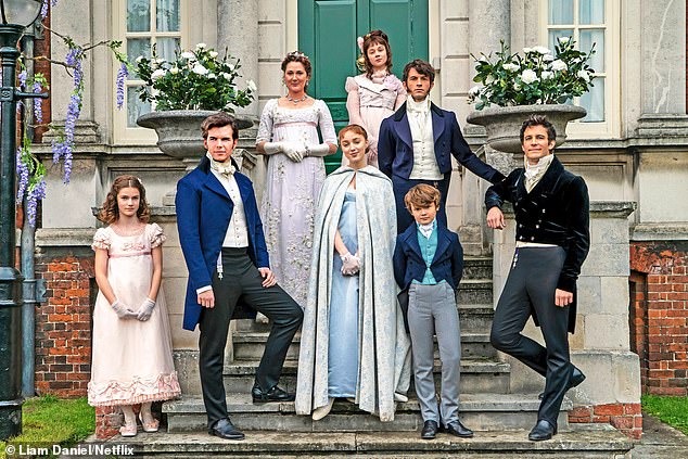Here we go again: The third series of Bridgerton, airing next month, will once again revisit the fictional 19th century Bridgerton family, with Luke Newton taking on a central role this time around as Colin Bridgerton (second from left)