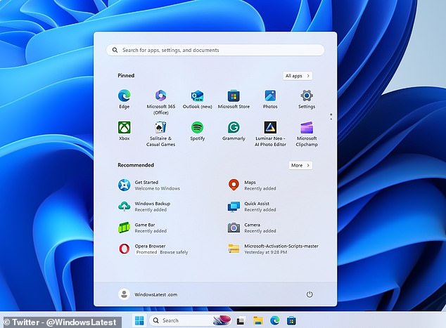 Windows 11 wird jetzt Werbung für „empfohlene“ Apps im Startmenü anzeigen. Glücklicherweise gibt es eine einfache Möglichkeit, diese zu deaktivieren.  Dieses Bild zeigt, wie eine beworbene Anzeige für „Opera Browser“ eingebunden wird