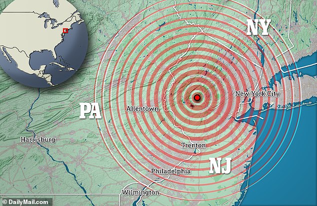 Das Epizentrum des Erdbebens vom Freitag lag in New Jersey, entlang der 185 Meilen langen Ramapo-Verwerfung.  Diese Art von Verwerfung neigt nicht dazu, starke Beben hervorzurufen,