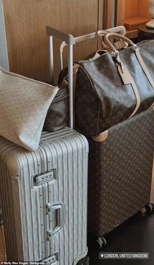 Sie machte ein Foto von ihrem Gepäck und packte einen Louis Vuitton Horizon 55-Koffer im Wert von 2.570 £ und eine passende Reisetasche im Wert von 1.930 £
