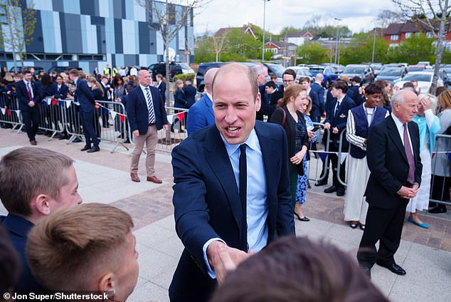 William said goodbye to the pupils of St Michael's before heading to his second engagement of the day