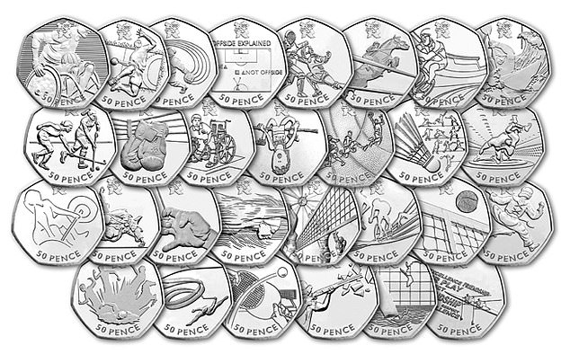 Rekordjahr: 2011 wurden mit Abstand die meisten 50-Pence-Münzdesigns von der Royal Mint ausgegeben, allein 29 olympische Designs