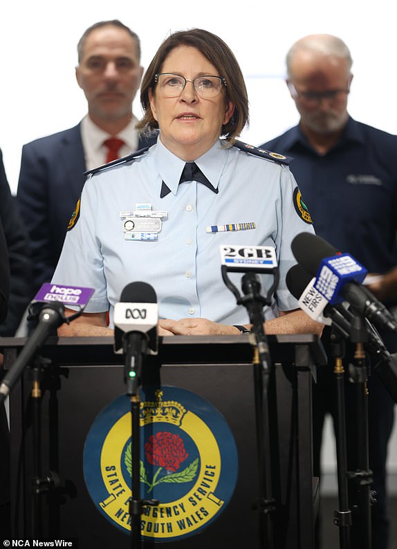SYDNEY, AUSTRALIA - NewsWire Photos APRIL 5, 2024: Carlene York, SES Commissioner pictured speaking to media at a press conference at the SES Metro Zone Headquarters, Rhodes. Picture: NCA NewsWire / Damian Shaw